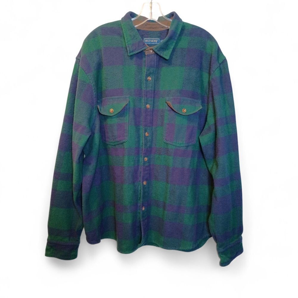 Biltmore Men's Heavyweight Plaid Flannel Shacket Long Sleeve Size XXL - Picture 1 of 4